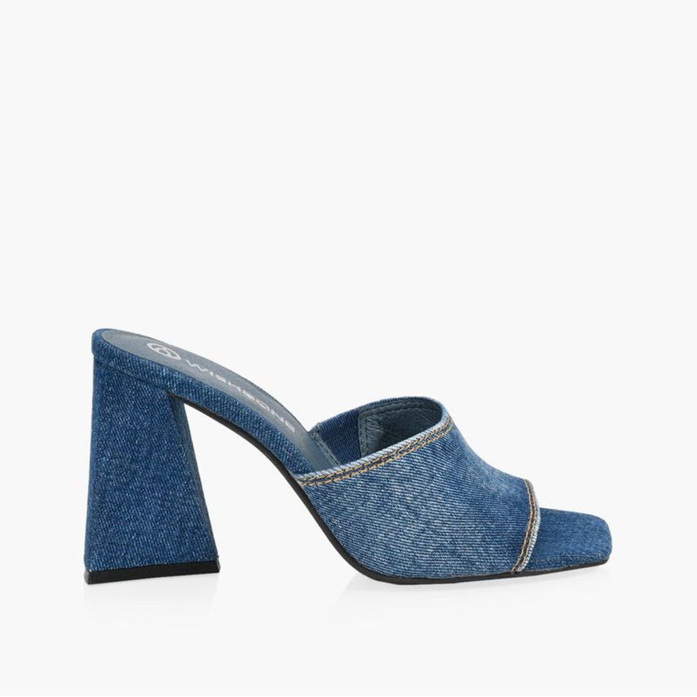 NEW WISHBONE TARA 2 chunky denim heels, size 5.5US - Picture 1 of 3